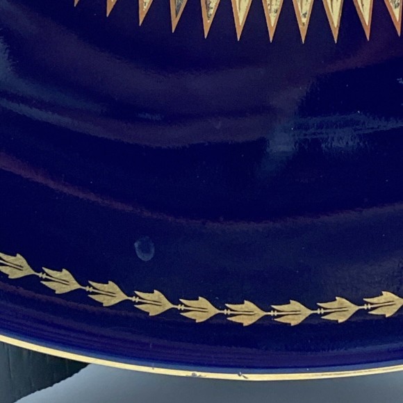 Roman Style Plate Blue With Pink Blue Yellow & More Florals  10.25” gold Trimmed - Picture 8 of 9
